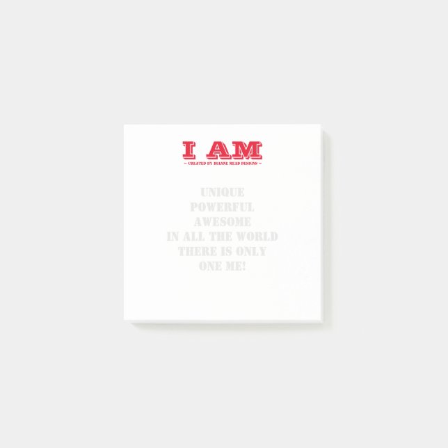 Post-it Notes Red I AM Unique Powerful Watermark   (Front)