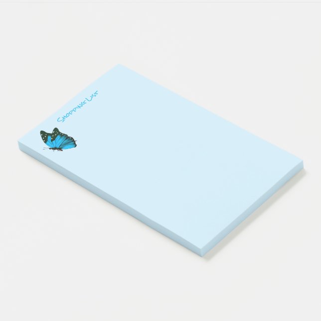 Post It Notes Shopping List Blue Butterfly (Angled)