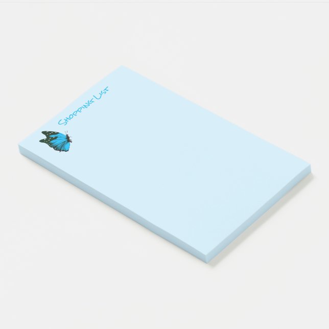 Post It Notes Shopping List Blue Butterfly (Angled)
