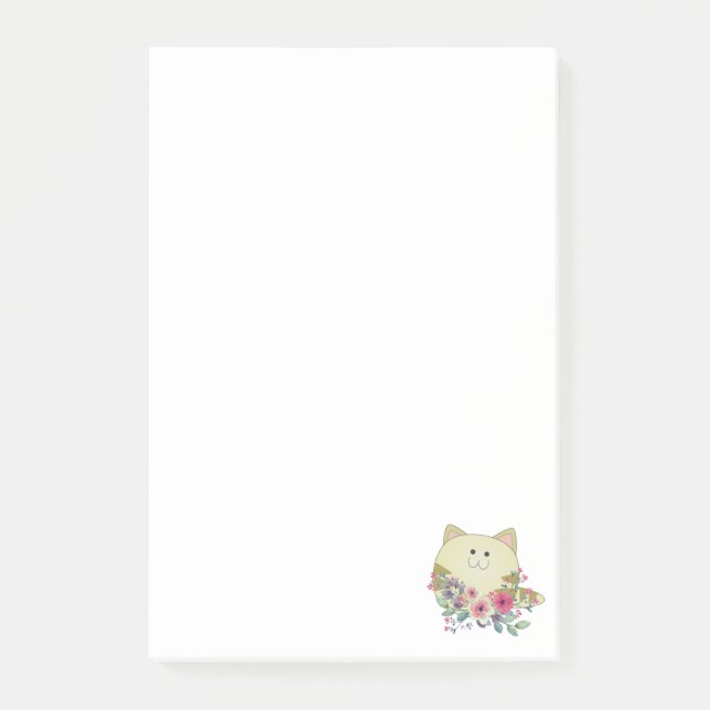 Post-it Notes Whimsical Cat Floral (Front)