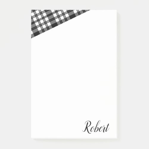Post_it Notes White and Black Plaid