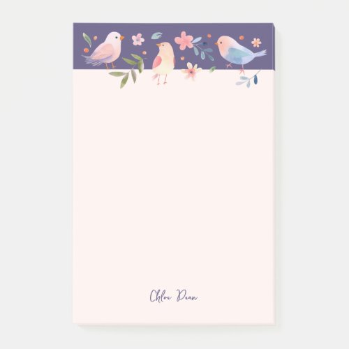 Post_It Notes with birds and flowers