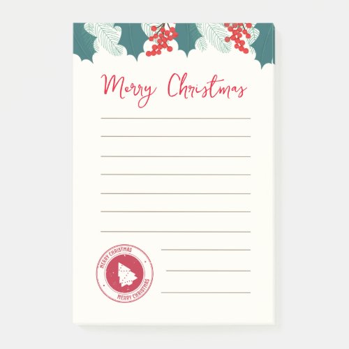 Post_It Notes with Christmas plants and a postage 