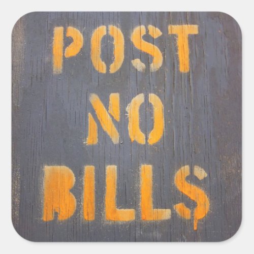 Post No Bills NYC Square Sticker