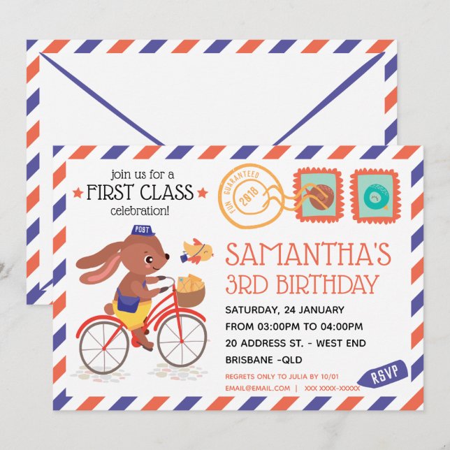 Post Office Birthday Party Invitation (Front/Back)