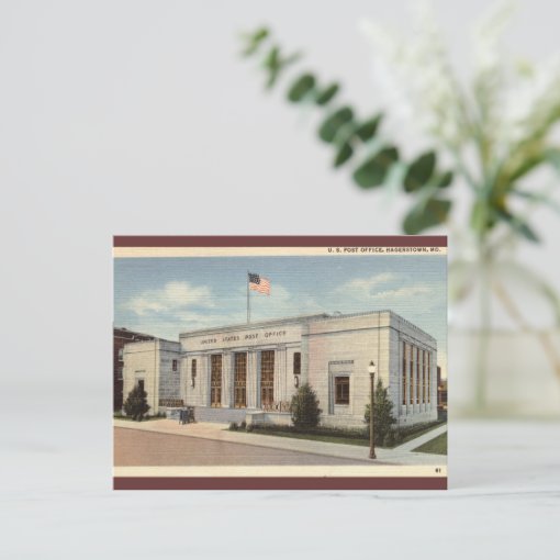 Post Office Hagerstown MD Vintage Postcard Zazzle