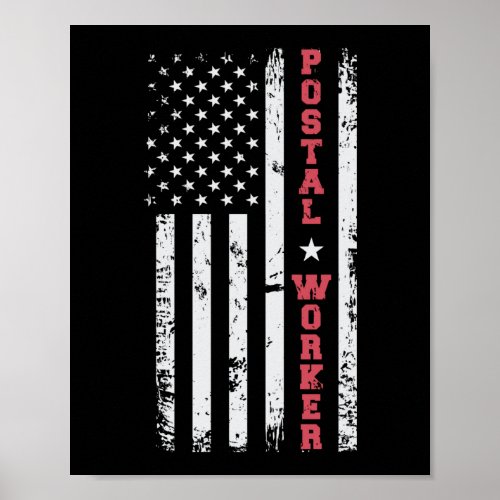 Post Office Patriotic Postal Worker American Flag Poster
