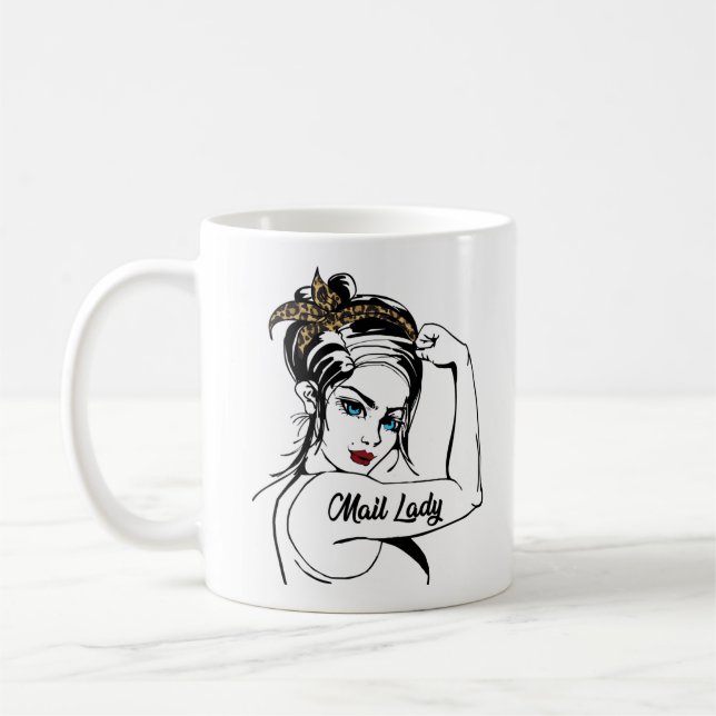 Post Office Postal Worker Mail Lady Leopard Rosie Coffee Mug (Left)