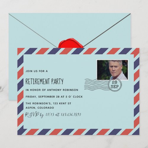 Post Office Retirement Party with photo invitation