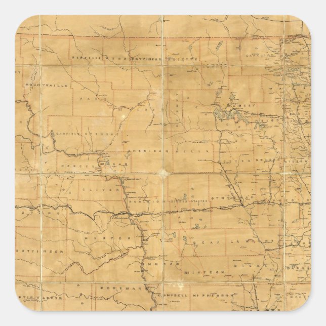 Post route map of the Territory of Dakota Square Sticker (Front)