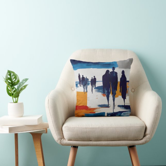 Post-Storm Wanderers – Abstract Figures Throw Pillow (Chair)