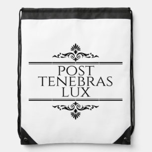 Post Tenebras Lux Drawstring Bag