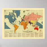 Detailed WWII World Map 1942 Poster, Zazzle