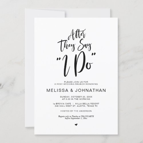 Post wedding after they say i do black script invitation