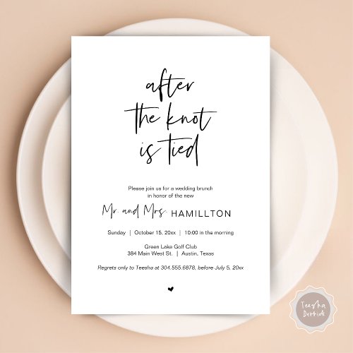 Post wedding Brunch After the knot is tied Invitation