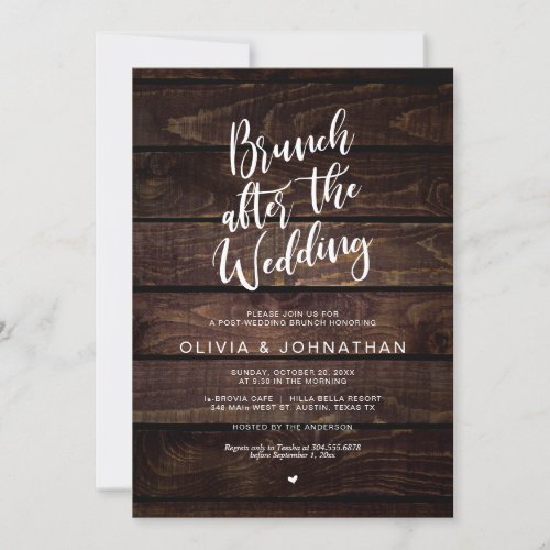 Post wedding Brunch after wedding Rustic wood Invitation