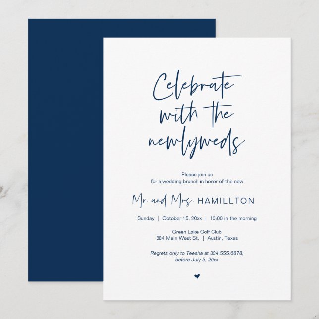 Post wedding Brunch, Celebrate with newlyweds Invi Invitation (Front/Back)