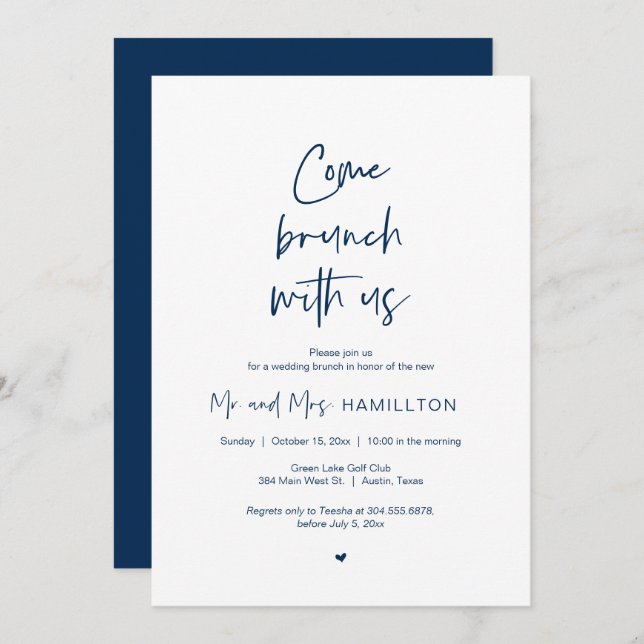 Post wedding Brunch, Come Brunch With Us Invitatio Invitation (Front/Back)