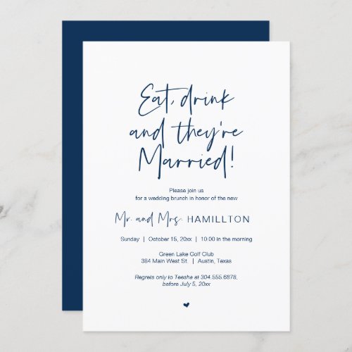 Post wedding Brunch Eat drink and married Invita Invitation