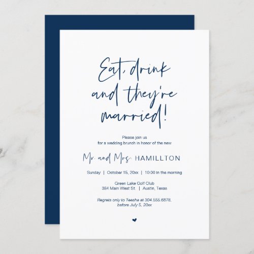 Post wedding Brunch Eat drink and married Invita Invitation