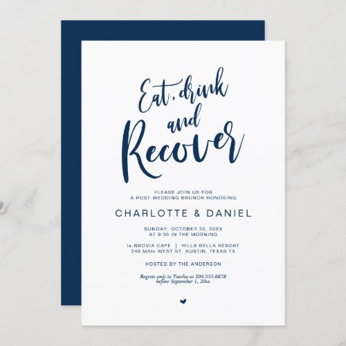 Post wedding Brunch Eat Drink and Recover Invitation