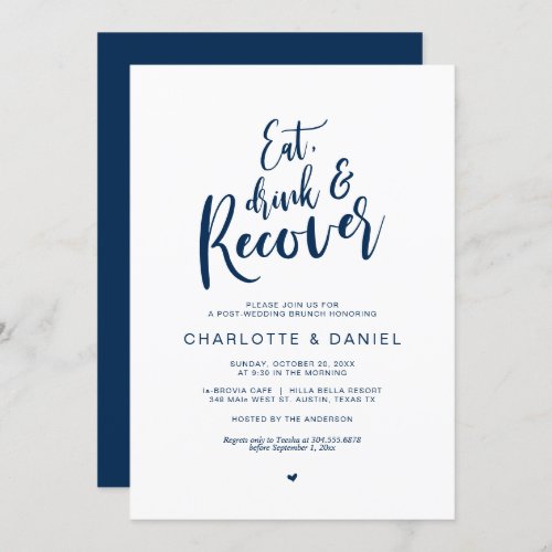 Post wedding Brunch Eat Drink and Recover Invitation