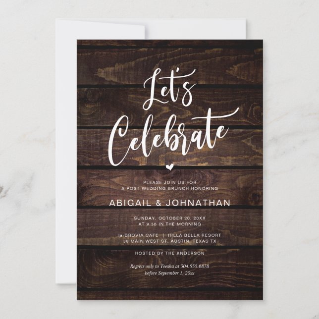 Post wedding Brunch, Eat, Lets celebrate Invitation (Front)