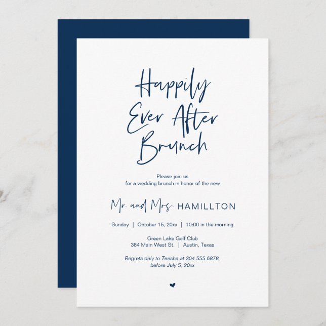 Post wedding Brunch, Happily Ever After Brunch Inv Invitation (Front/Back)