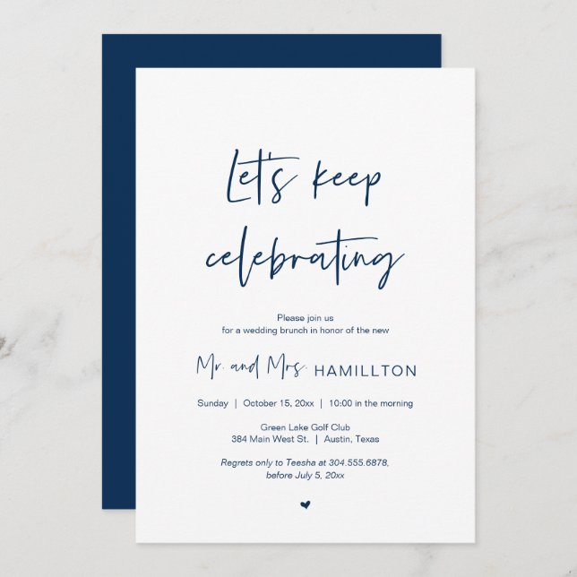 Post wedding Brunch, Let's keep celebrating Invita Invitation (Front/Back)