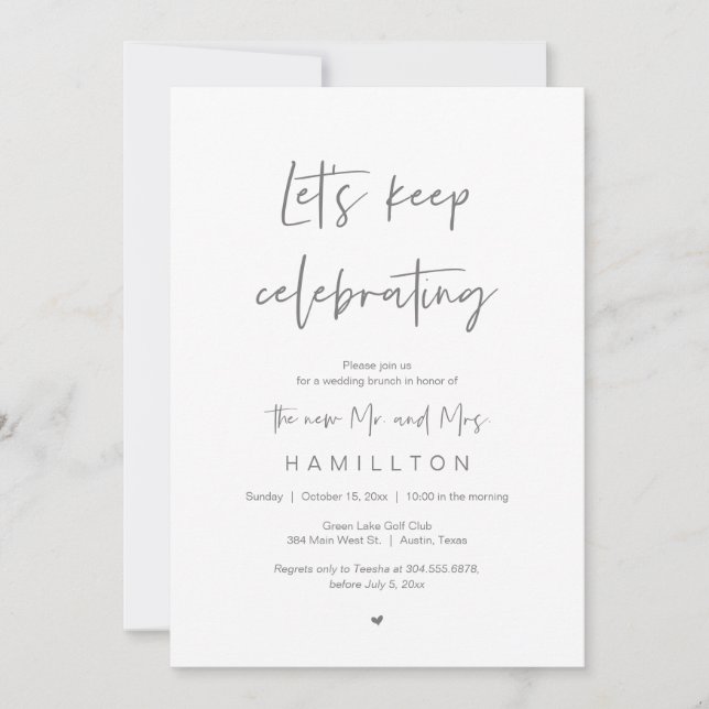 Post wedding Brunch, Let's keep celebrating Invitation (Front)