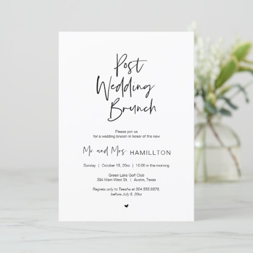 Post wedding Brunch Modern Minimalist Simple Invitation