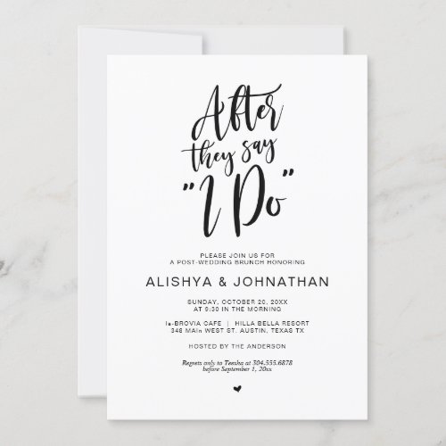 Post Wedding Brunch Rustic Black Script Invitation