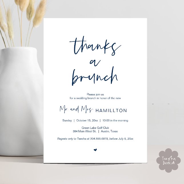 Post wedding Brunch, Thanks a Brunch Invitation (Post wedding Brunch, Thanks a Brunch Invitation card PDF in Navy Blue)