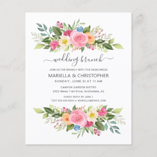 Post Wedding Brunch Watercolor Rose Garden Flyer