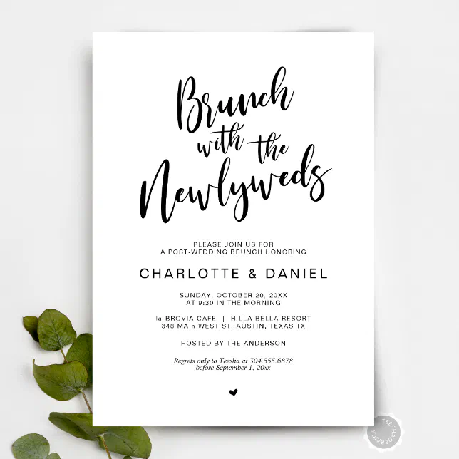 Post wedding, Brunch with the newlyweds, Black Invitation Zazzle