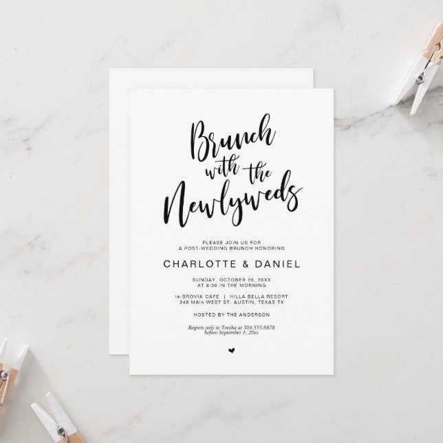 Post wedding, Brunch with the newlyweds, Black Invitation