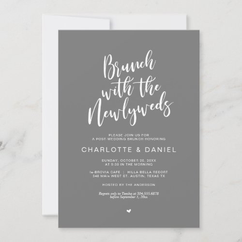Post wedding Brunch with the newlyweds Dark Grey Invitation