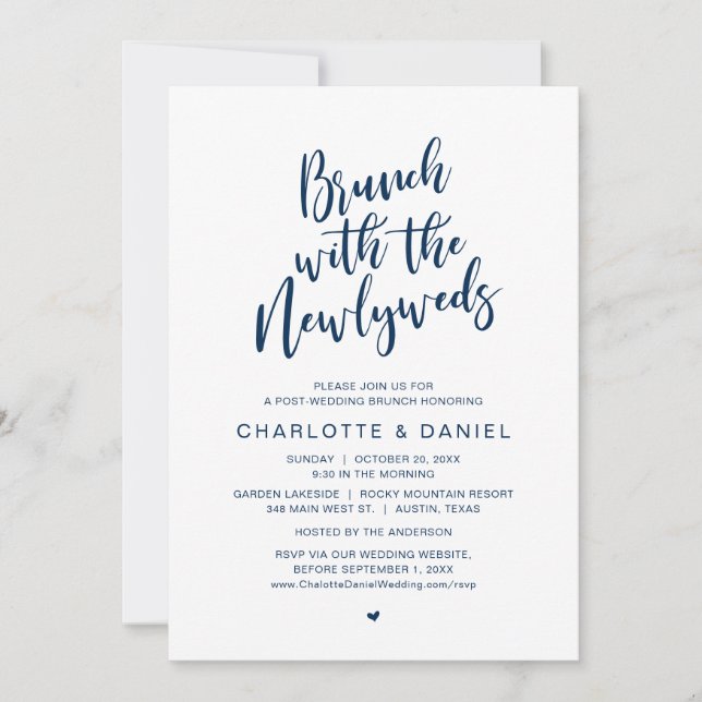 Post wedding, Brunch with the newlyweds, Elopement Invitation (Front)
