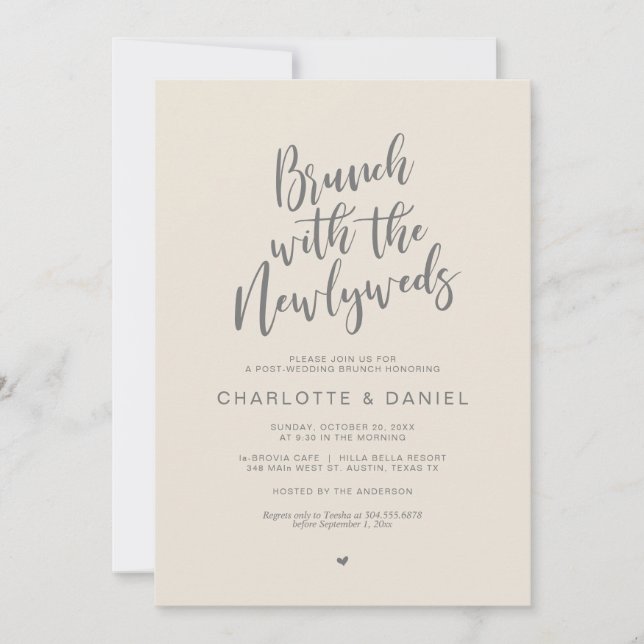 Post wedding, Brunch with the newlyweds Grey Cream Invitation (Front)
