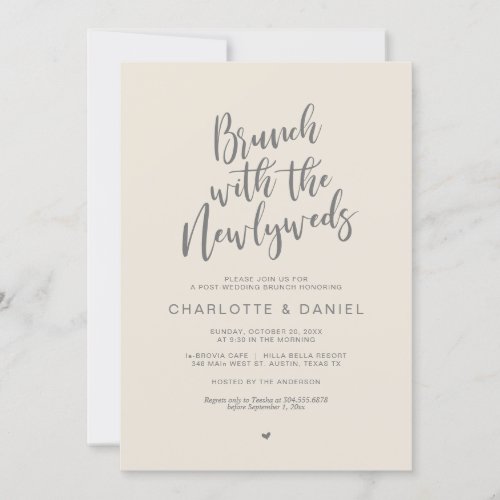 Post wedding Brunch with the newlyweds Grey Cream Invitation