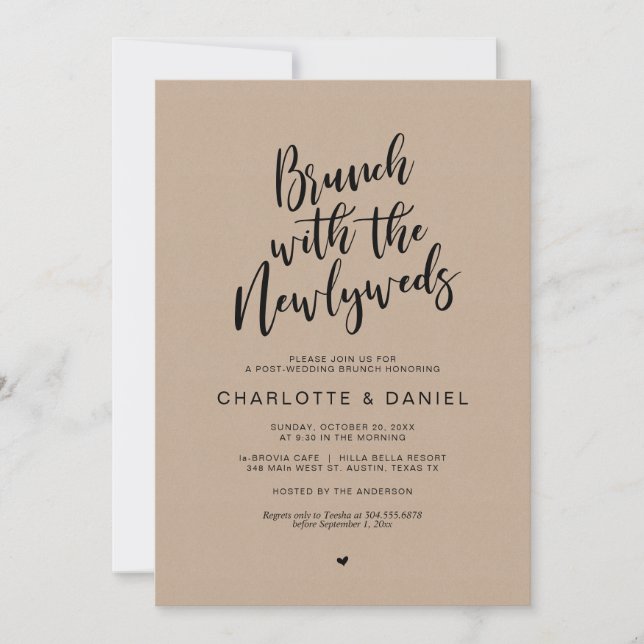 Post wedding, Brunch with the newlyweds, Kraft Invitation (Front)