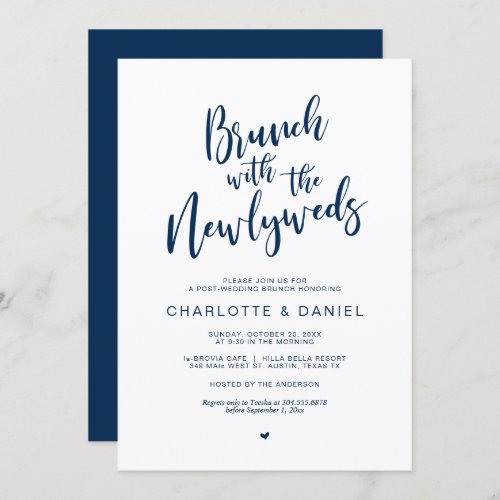 Post wedding Brunch with the newlyweds Navy Blue Invitation