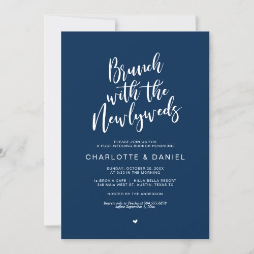 Post wedding Brunch with the newlyweds Navy Blue Invitation
