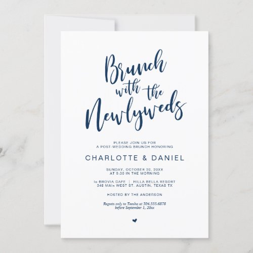 Post wedding Brunch with the newlyweds Navy Invitation