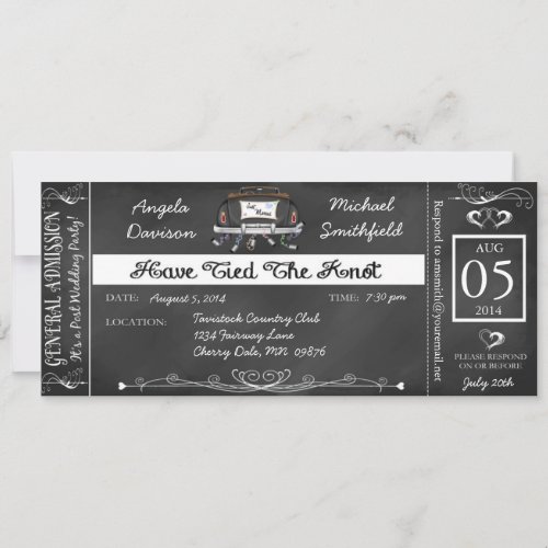 Post Wedding Chalkboard Ticket Invitation
