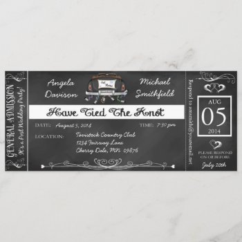 Post Wedding Chalkboard Ticket Invitation by PetitePaperie at Zazzle