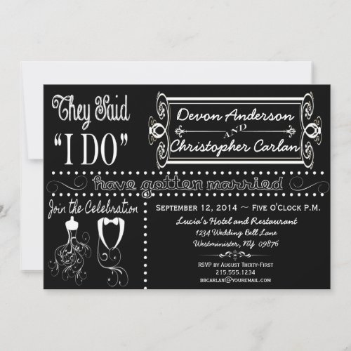 Post Wedding Chic Chalkboard Invitation