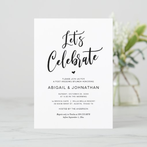 Post wedding, Eat, Lets celebrate, Brunch Invitation | Zazzle