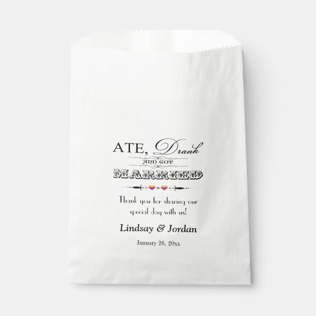 Post-Wedding Favor Bag | Rainbow Hearts, Scrolls (Front)