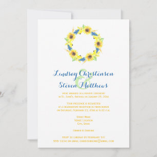 Post Wedding Invitation   Sunflower Wreath, Burlap